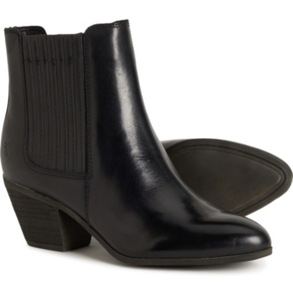 New Frye Sandra Black Leather Boots 7.5